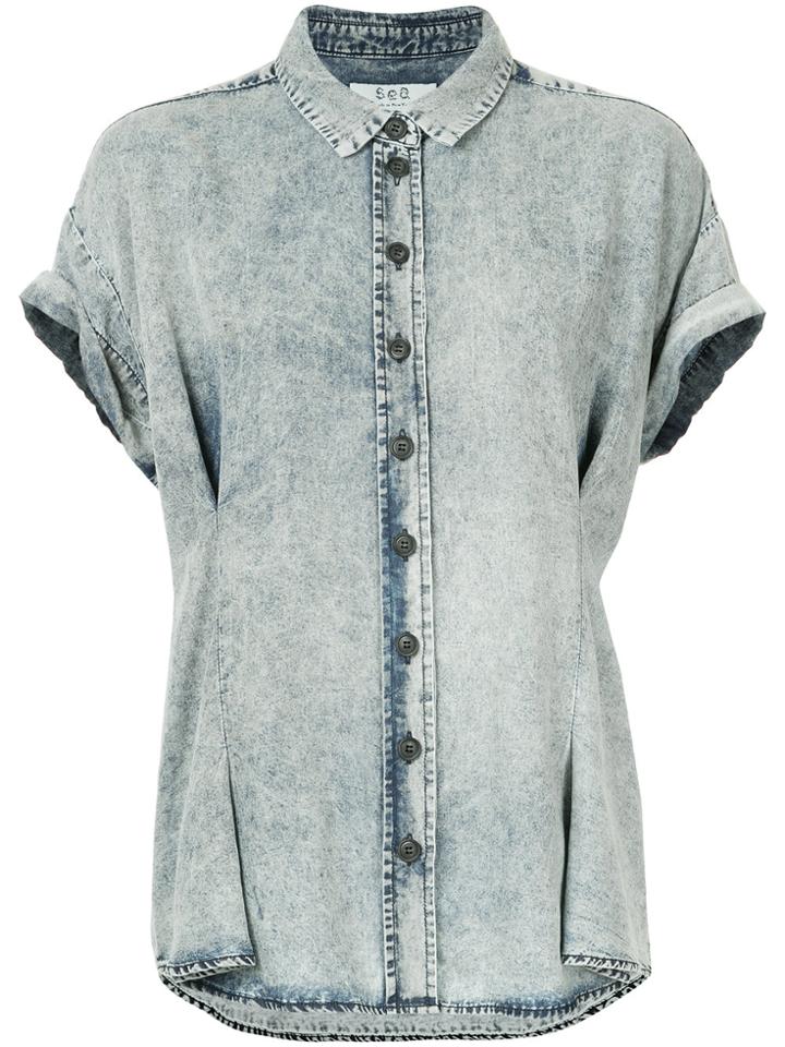 Sea Acid Wash Denim Shirt - Blue
