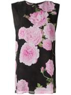 Giambattista Valli Floral Print Top, Women's, Size: 42, Black, Silk