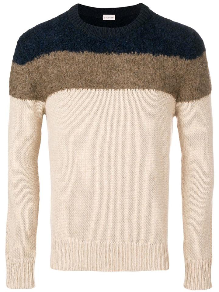 Moncler Bouclé Stripe Jumper - Nude & Neutrals