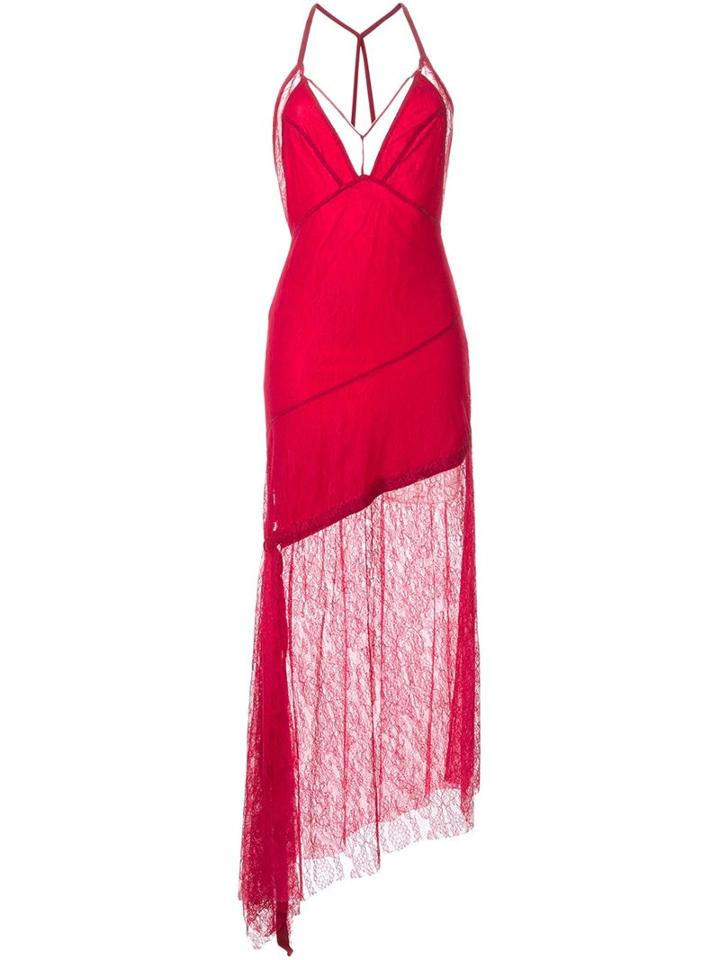 Manning Cartell Lace Overlay Asymmetric Dress, Women's, Size: 8, Red, Nylon