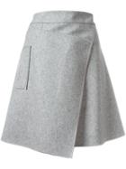 Carven Asymmetric Wrap Skirt, Women's, Size: 42, Grey, Polyamide/acetate/viscose/wool