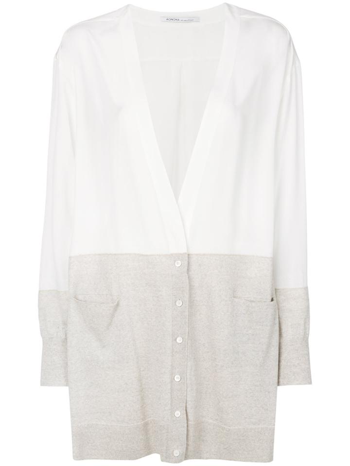 Agnona Two-tone Longline Cardigan - White