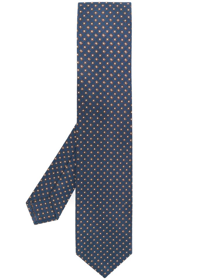 Barba Square Pattern Tie - Blue