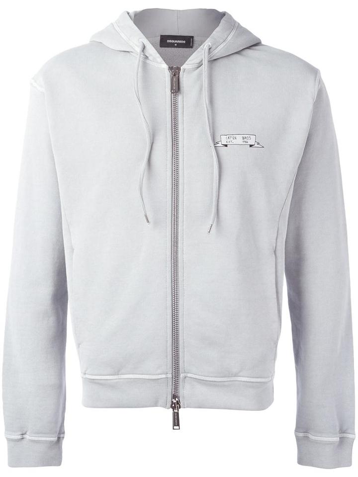 Dsquared2 Zipped Hoodie, Men's, Size: Medium, Grey, Cotton