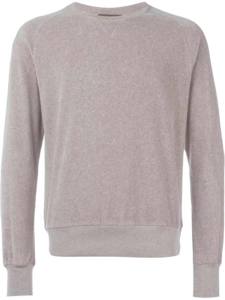 Eleventy Crew Neck Sweater, Men's, Size: S, Brown, Cotton/polyamide