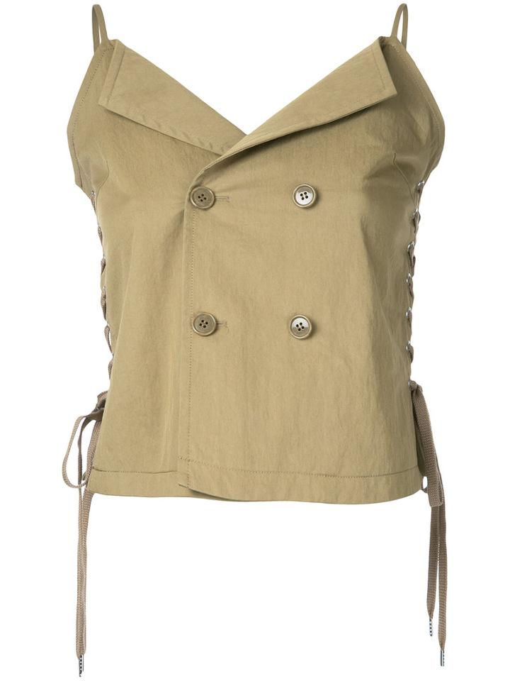 G.v.g.v. - Lace Up Trench Cami Top - Women - Cotton/nylon - 34, Women's, Brown, Cotton/nylon