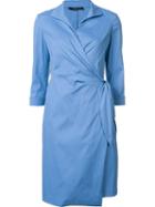 Lafayette 148 Wrap Dress, Women's, Size: 10, Blue, Cotton/polyamide/spandex/elastane