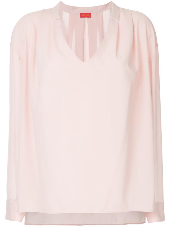 Des Prés Draped V-neck Blouse - Pink & Purple