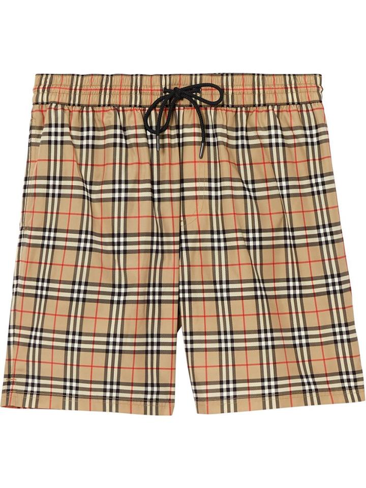 Burberry Small Scale Check Drawcord Swim Shorts - Neutrals