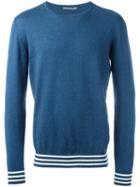 Ermanno Scervino Striped Trim Sweatshirt, Men's, Size: 46, Blue, Cotton