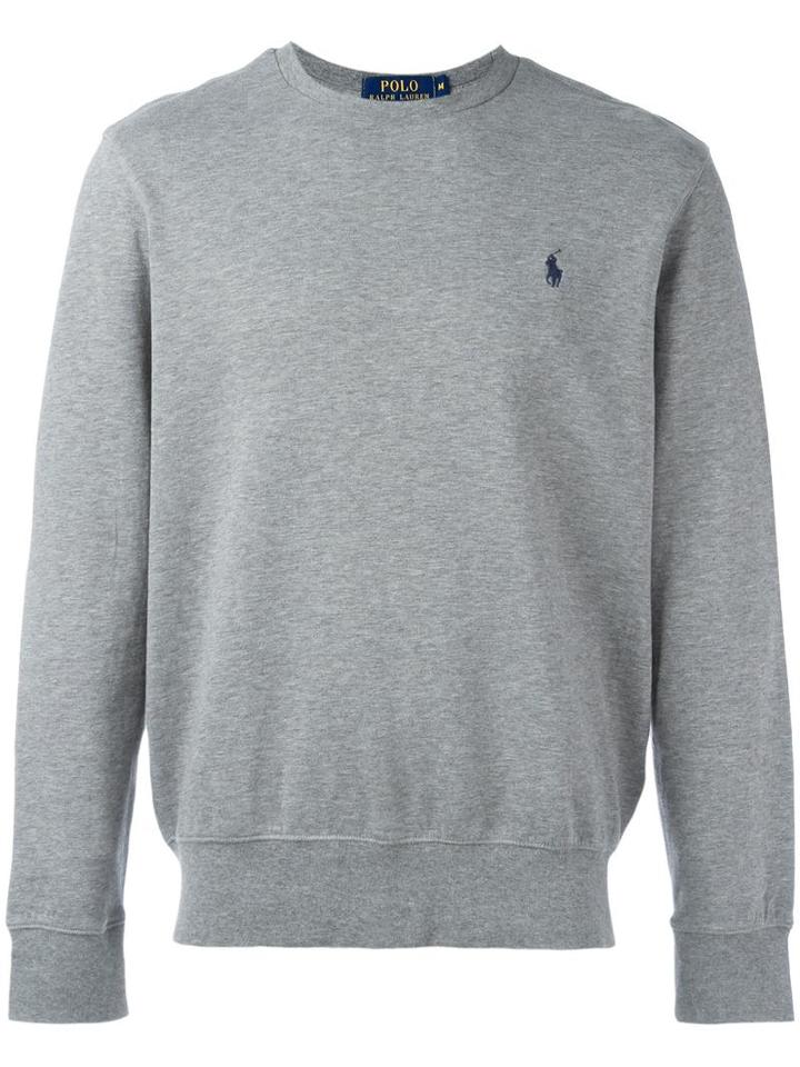 Polo Ralph Lauren Logo Patch Sweatshirt, Men's, Size: Large, Grey, Cotton/viscose/nylon