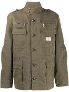 Philipp Plein Logo Fitted Parka Jacket - Green