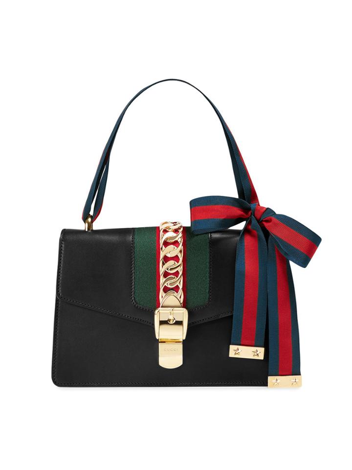 Gucci Sylvie Leather Shoulder Bag - Black