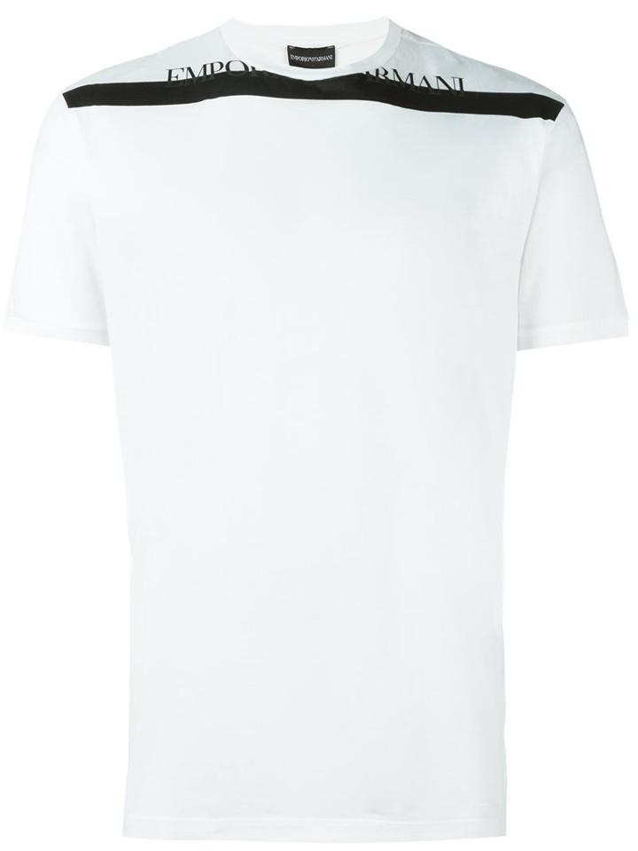 Emporio Armani Contrasting Logo Band T-shirt, Men's, Size: Xxl, White, Cotton