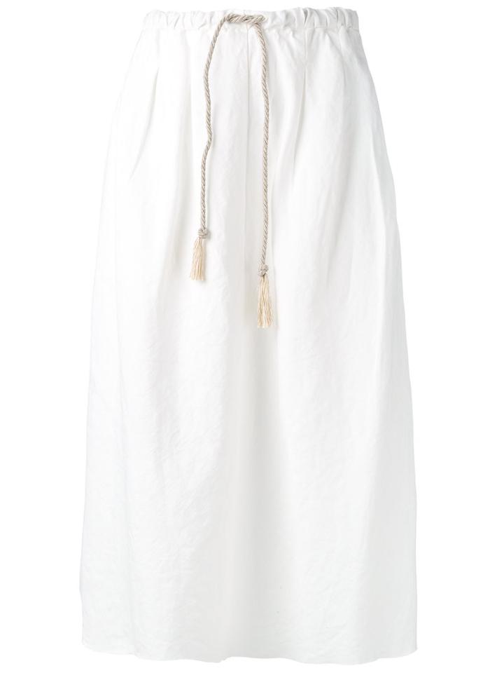 Forte Forte Drawstring Midi Skirt, Women's, Size: Ii, White, Linen/flax/cotton