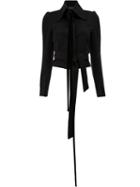 Ann Demeulemeester - Bow Tie Cropped Jacket - Women - Nylon/acetate/viscose/virgin Wool - 40, Black, Nylon/acetate/viscose/virgin Wool