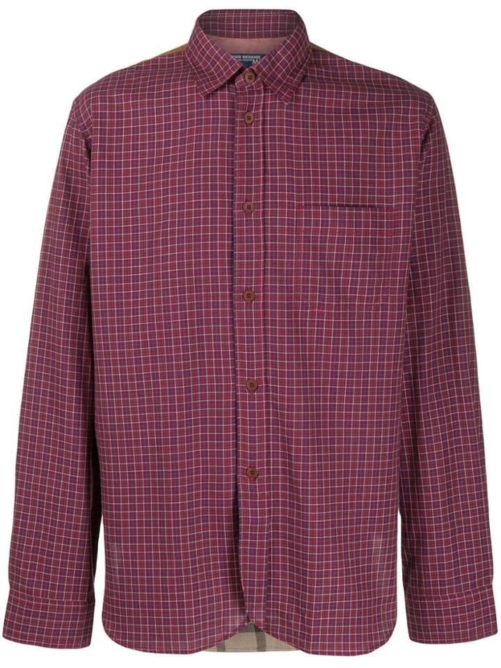 Junya Watanabe Man Checked Print Panelled Shirt - Red