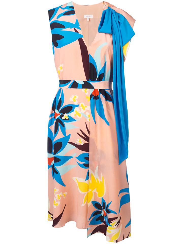 Delpozo Floral Print Dress - Pink & Purple