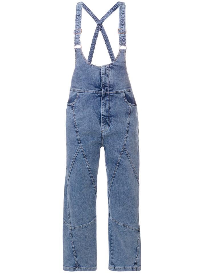 See By Chloé Cropped Denim Dungarees - Blue