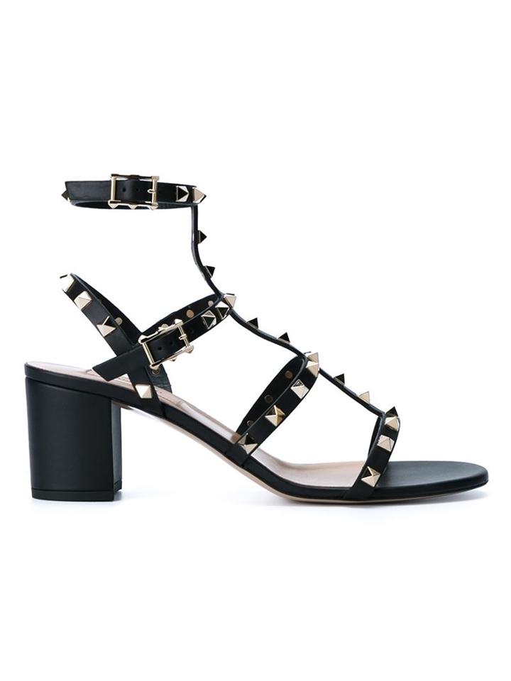 Valentino Rockstud Sandals, Women's, Size: 37.5, Black, Leather/metal Other