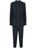 Tibi Plain Weave Double Layer Jumpsuit - Black