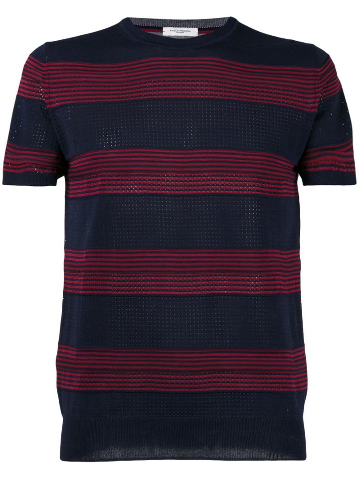 Paolo Pecora Striped Sweater, Men's, Size: Medium, Blue, Cotton