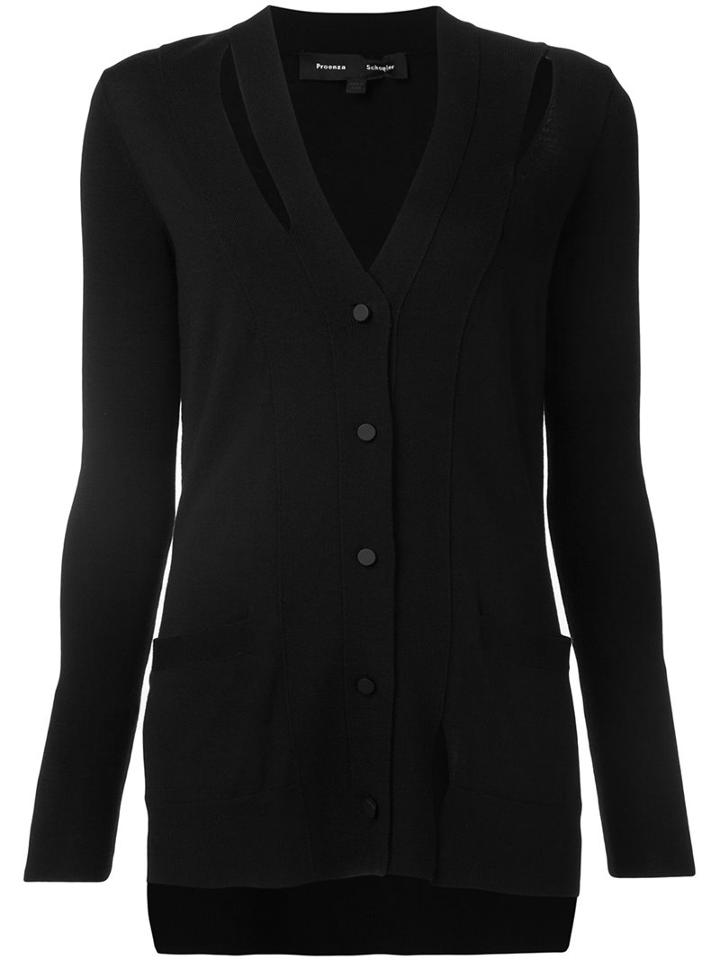 Proenza Schouler Slit Detail Cardigan, Women's, Size: Large, Black, Merino