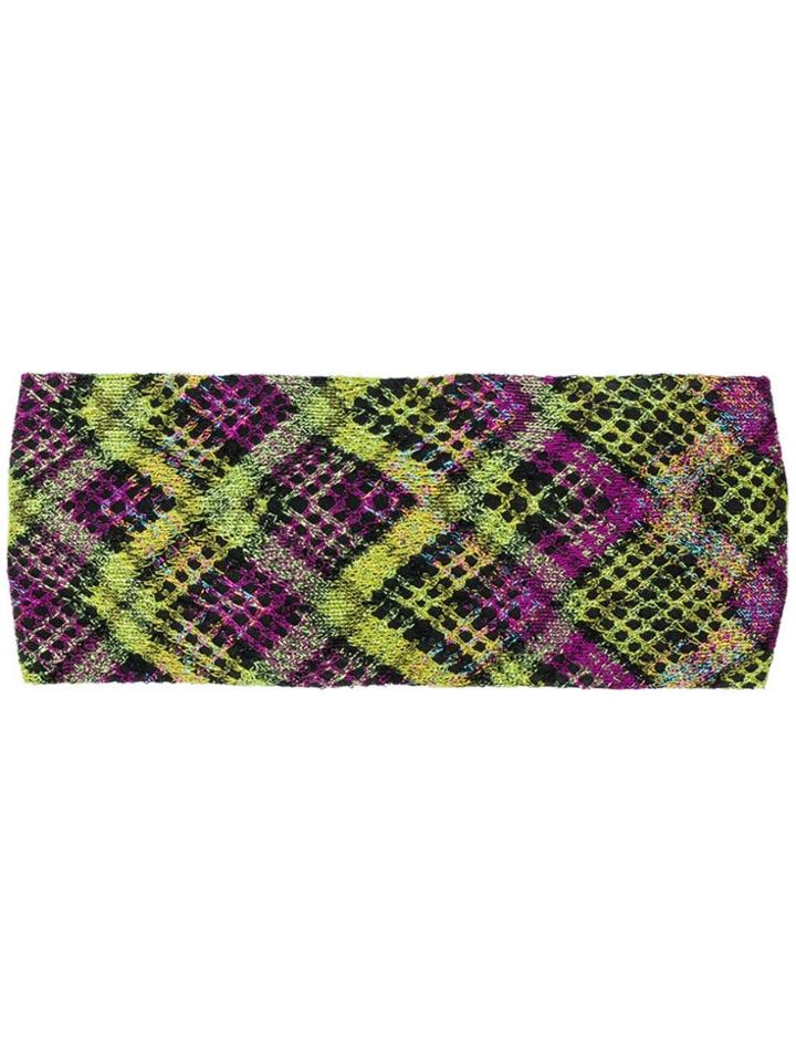 Missoni Printed Check Knit Hairband - Green