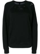 Unravel Project - Distressed Crew Neck Top - Women - Cotton - M, Black, Cotton