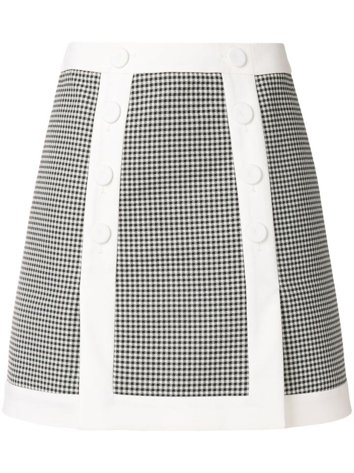 Sara Battaglia Gingham A-line Skirt - White