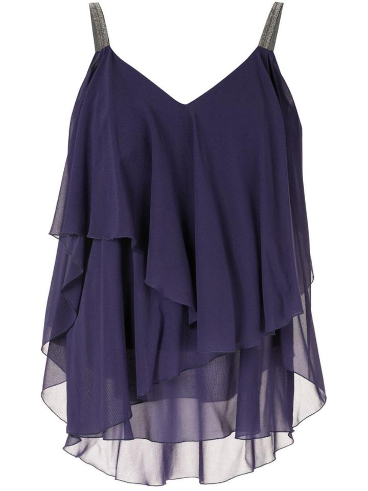 Fabiana Filippi Rhinestone Embellished Ruffle Top - Purple