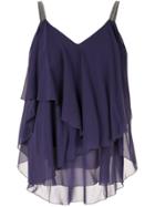 Fabiana Filippi Rhinestone Embellished Ruffle Top - Purple