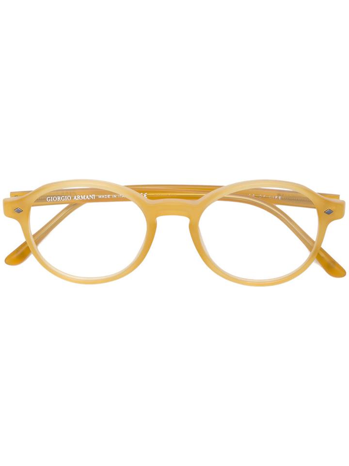 Giorgio Armani - Round Frame Glasses - Unisex - Acetate - 49, Yellow/orange, Acetate
