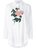Oscar De La Renta Embroidered Rose Oversized Shirt - White