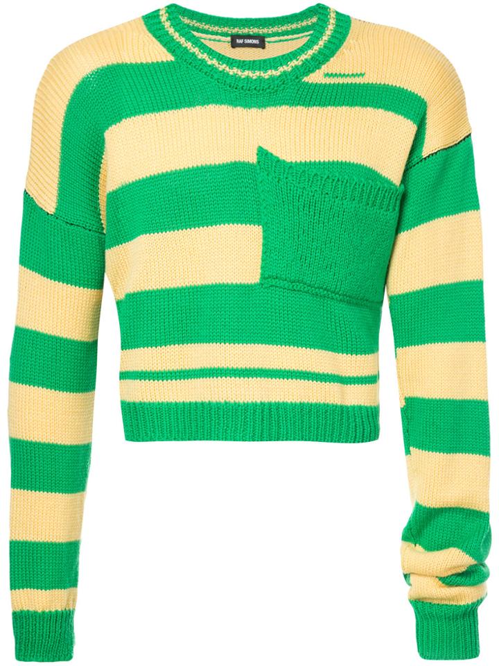 Raf Simons Cropped Stripe Sweater - Green