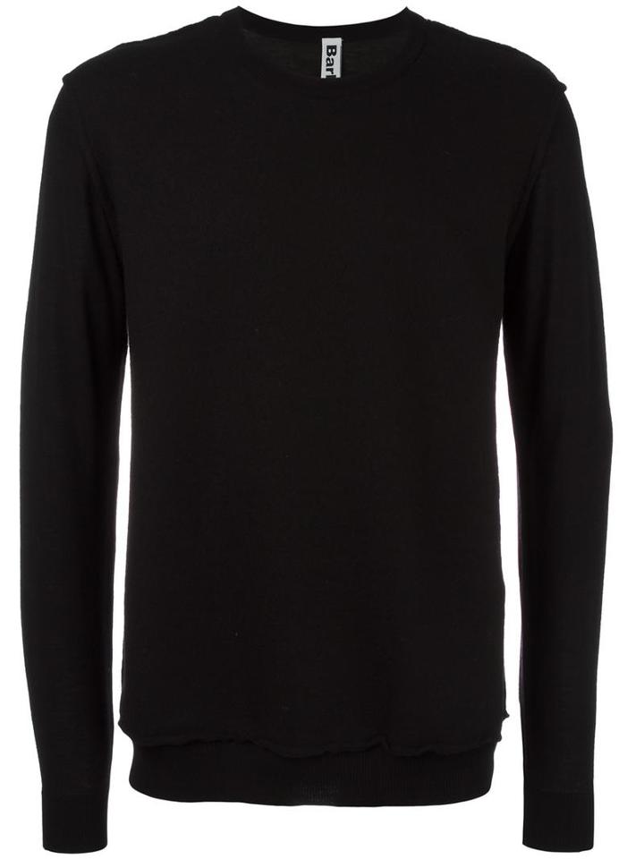Bark Crew Neck Jumper, Men's, Size: Large, Black, Virgin Wool/merino