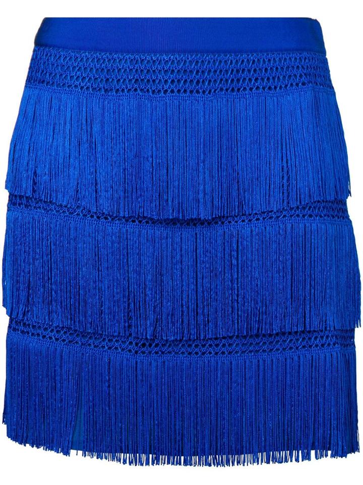 Alberta Ferretti Flapper Fringe Skirt - Blue