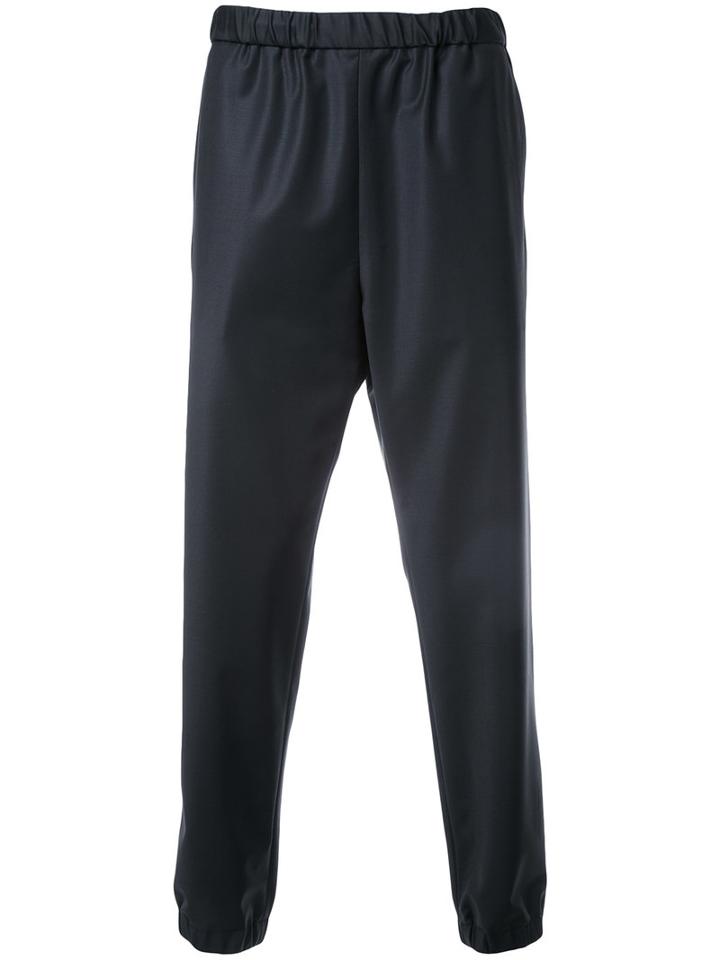 H Beauty & Youth Ribbed Cuff Trousers, Men's, Size: Large, Black, Wool