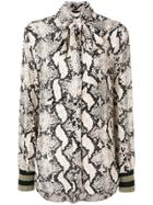 By Malene Birger Snake Print Pussybow Blouse - Brown