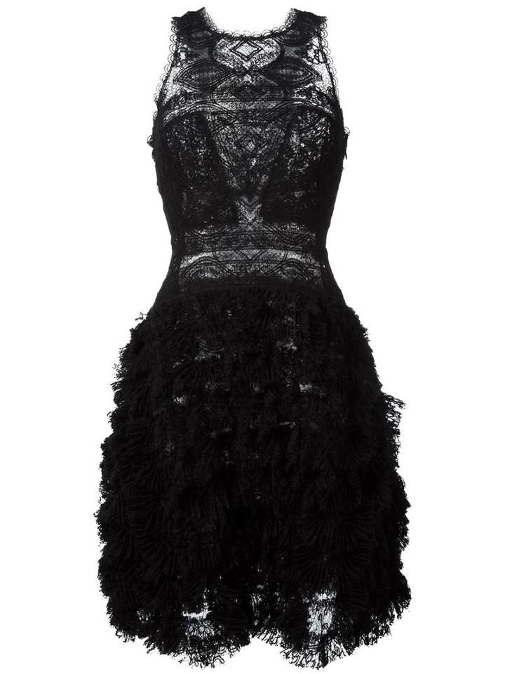 Ermanno Scervino Lace Panel Flared Dress, Women's, Size: 42, Black, Silk/polyamide