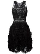 Ermanno Scervino Lace Panel Flared Dress, Women's, Size: 42, Black, Silk/polyamide
