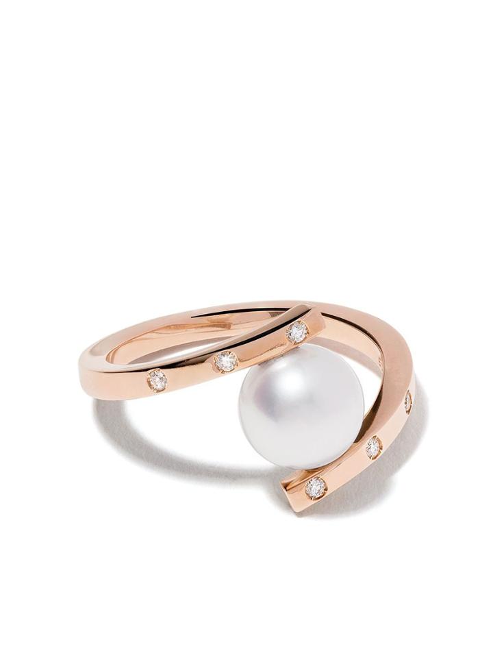Tasaki 18kt Rose Gold A Fine Balance Diamond And Akoya Pearl Ring -