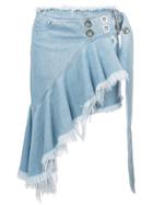 Marques'almeida Asymmetric Raw Hem Denim Mini Skirt - Blue