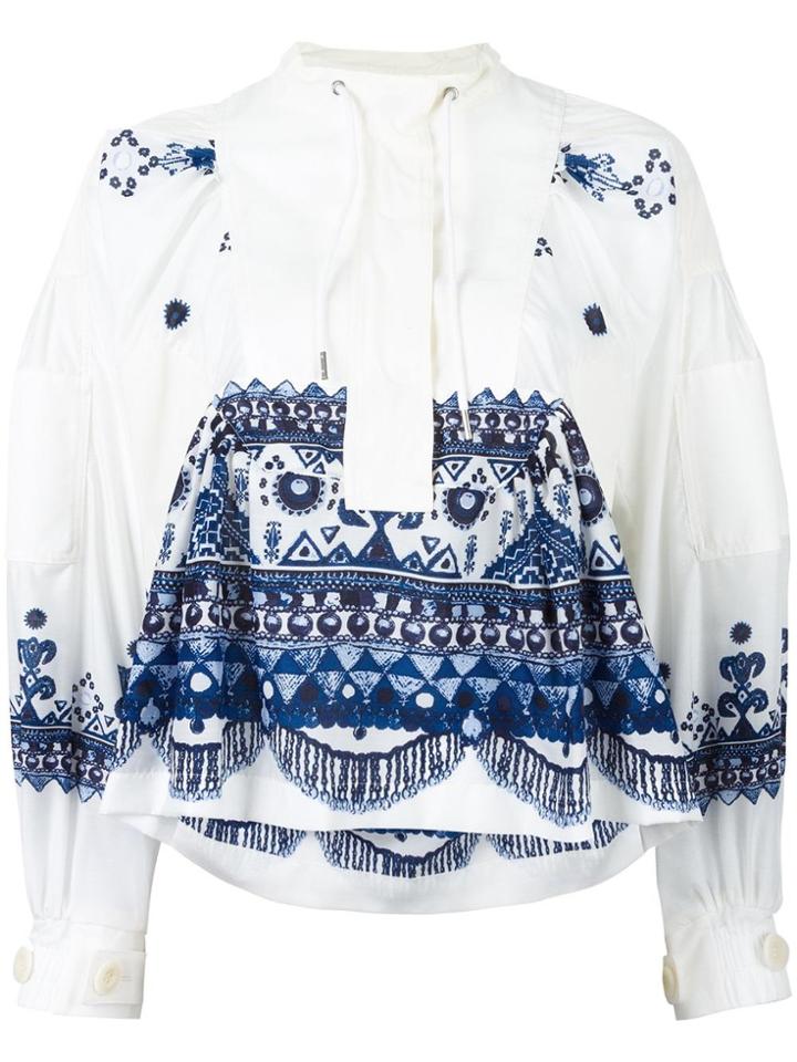 Sacai Tribal Lace Printed Blouse - White