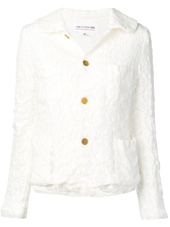 Comme Des Garçons Girl Slim-fit Lace Jacket - White
