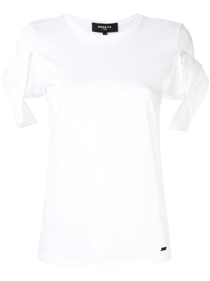 Paule Ka Bow-detail Fitted T-shirt - White