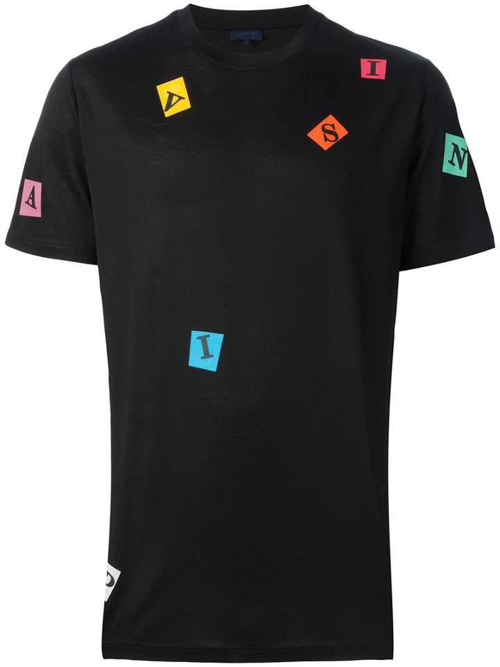Lanvin Letters Print T-shirt, Men's, Size: Small, Black, Cotton