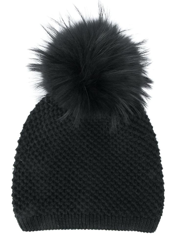 Liska Pom Pom Beanie - Black