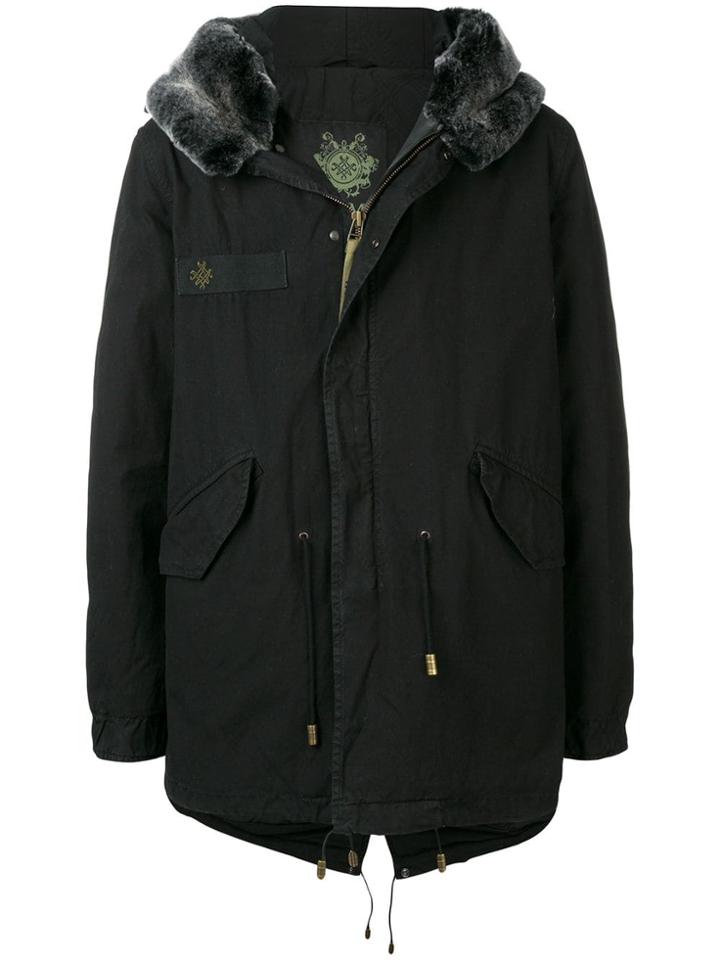 Mr & Mrs Italy Fur Trimmed Hood Parka - Black