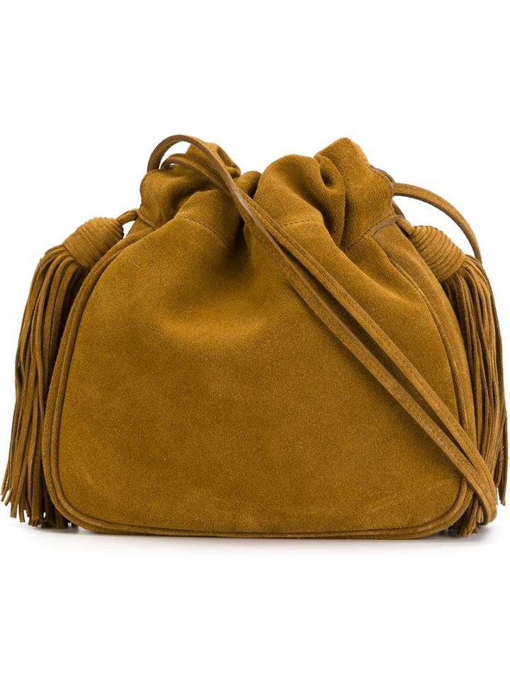Saint Laurent Emmanuelle Bucket Bag, Women's, Brown, Suede